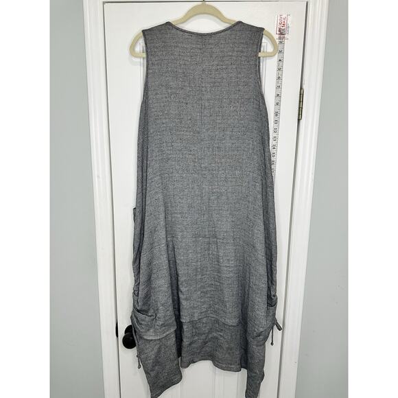 COMFY USA Medium Gray Pullover Dress Lagenlook Ruched Layering LargePockets - Picture 7 of 8